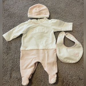 Fendi Cream and Pink Kids Matching Set